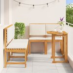 Set de salle à manger de jardin 5 pièces avec coussins en bois d'acacia