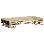 vidaXL Ensemble de canapés d'extérieur 10 pc Naturel et Beige
