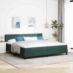 vidaXL Lit à ressort LED avec matelas Vert foncé 200 x 200 cm Velours