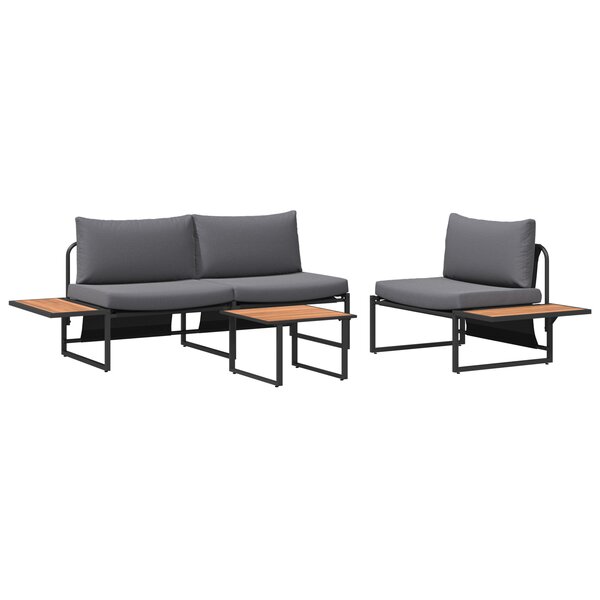 Ensemble de canapé de jardin 3 pièces vidaXL avec coussins anthracite