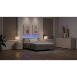 vidaXL Lit à ressorts avec matelas avec LED Taupe 140 x 200 cm tissu