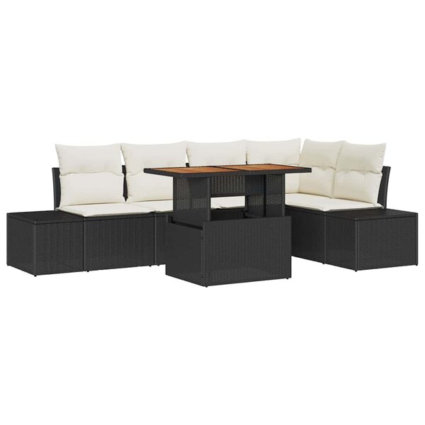 vidaXL Ensemble de canapé de jardin 6 Pièces Noir Poly rotin