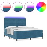 vidaXL Lit à ressorts avec matelas et LED Bleu foncé 180x200 cm Velours