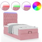vidaXL Cadre de lit ottoman avec matelas rose 100x200 cm velours