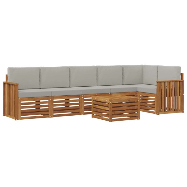 vidaXL Ensemble de canapés d'extérieur 7 pc Gris Naturel et Clair