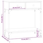 vidaXL Table console sonoma gris 75x34 5x75 cm bois d'ingénierie