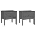 vidaXL Tables d'appoint 2 Pièces Gris 50x50x49 cm Bois massif de pin