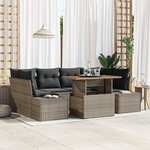 vidaXL Ensemble de 7 Canapés de Jardin avec Coussins Gris Rattan Poly