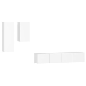 vidaXL Ensemble de meubles TV 4 Pièces Blanc Bois d'ingénierie