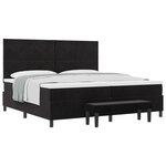 vidaXL Lit ressort avec matelas et banc noir 200x200 cm en velours