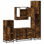 vidaXL Ensemble meubles salle de bain 4 Pièces chêne fumé bois ingénierie