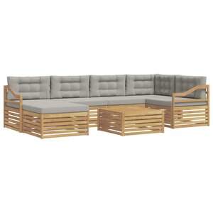 vidaXL Ensemble de canapés d'extérieur 7 pc Blanc et gris clair