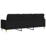 vidaXL Canapé à 3 places Noir 210 cm Tissu