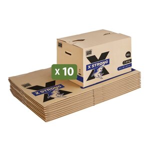 Pack and Move - Lot de 10 Cartons Déménagement X Strong - 60 x 40 x 40 cm - Charge 40 kg - Extrême Résistance - Grande Capacité