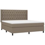 vidaXL Sommier à lattes de lit matelas et LED Taupe 160x200 cm Tissu