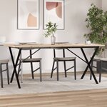vidaXL Table à manger cadre en X 180x90x75 5 cm bois pin massif fonte