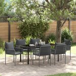 vidaXL Ensemble de salle à manger de jardin 7 pièces avec coussins en poly rattan noir