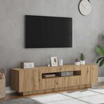 vidaXL Meuble TV avec lumières LED chêne artisanal bois d'ingénierie