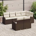 vidaXL Ensemble de canapé de jardin 7 Pièces Marron et blanc Poly rotin