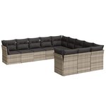 vidaXL Salon de jardin 11 Pièces avec coussins gris clair résine tressée