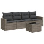 vidaXL Salon de jardin 5 Pièces avec coussins gris résine tressée