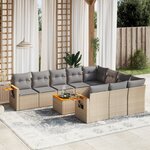 vidaXL Salon de jardin 11 Pièces avec coussins beige résine tressée