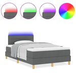 vidaXL Lit à ressorts avec matelas et LED gris foncé 120x190 cm en tissu