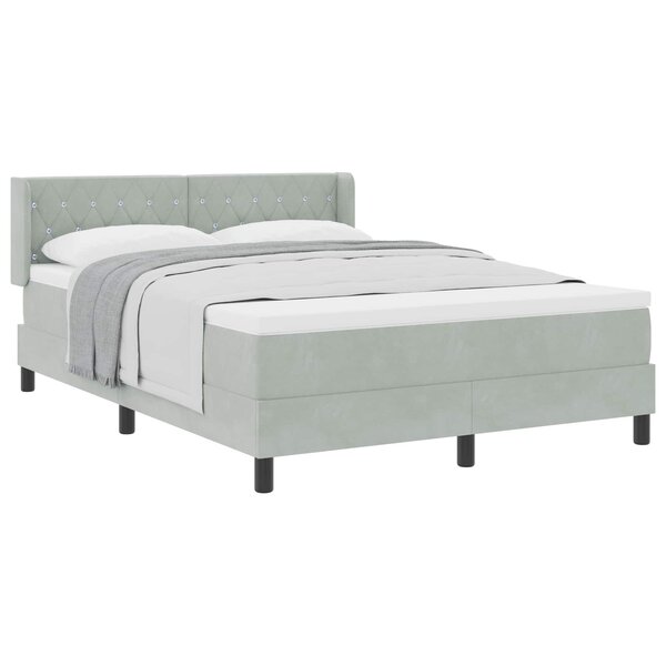 vidaXL Lit à ressorts avec tête de lit Gris clair 200 x 140 cm Velours