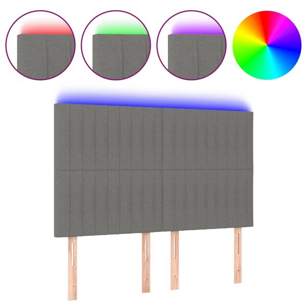 vidaXL Tête de lit à LED Gris foncé 144x5x118/128 cm Tissu