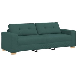 vidaXL Canapé deux places avec coussin Vert foncé tissu