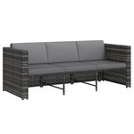 vidaXL Salon de jardin 4 Pièces avec coussins résine tressée gris