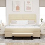 vidaXL Lit à ressorts avec coussin Crème 180 x 200 cm tissu