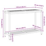 vidaXL Table d'extérieur Naturelle et Noire 35x110x75 cm en Bois Massif et Acier