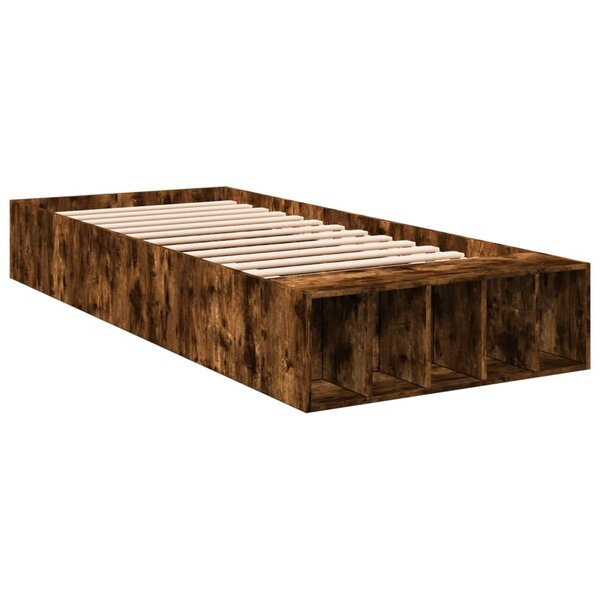 vidaXL Cadre de lit chêne fumé 100x200 cm bois d'ingénierie