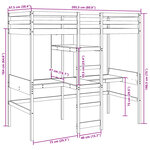 vidaXL Lit mezzanine avec bureau et étagères 90x200 cm pin massif