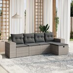 vidaXL Salon de jardin 5 Pièces avec coussins gris résine tressée