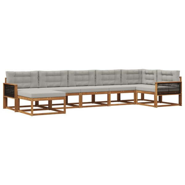 vidaXL Ensemble de canapés d'extérieur 7 pc Naturel et gris clair