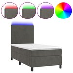 vidaXL Sommier à lattes de lit avec matelas LED Gris foncé 100x200 cm