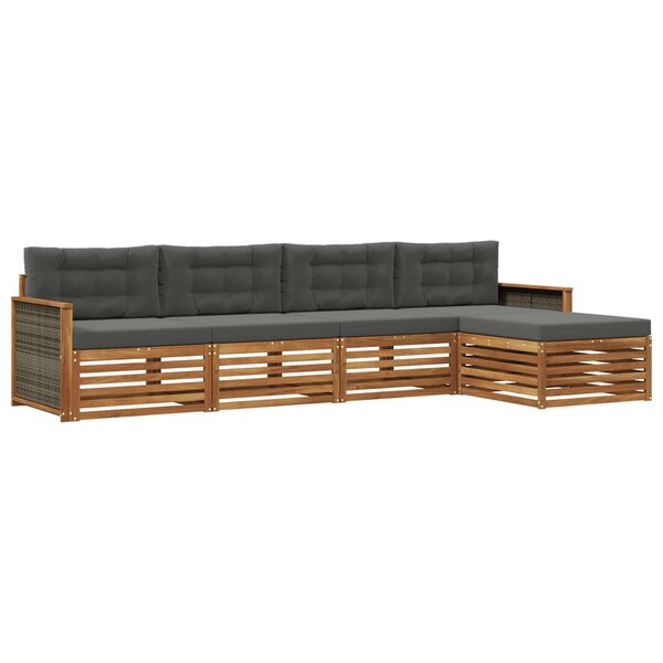 vidaXL Ensemble de canapés d'extérieur 5 Pièces Naturel et Anthracite