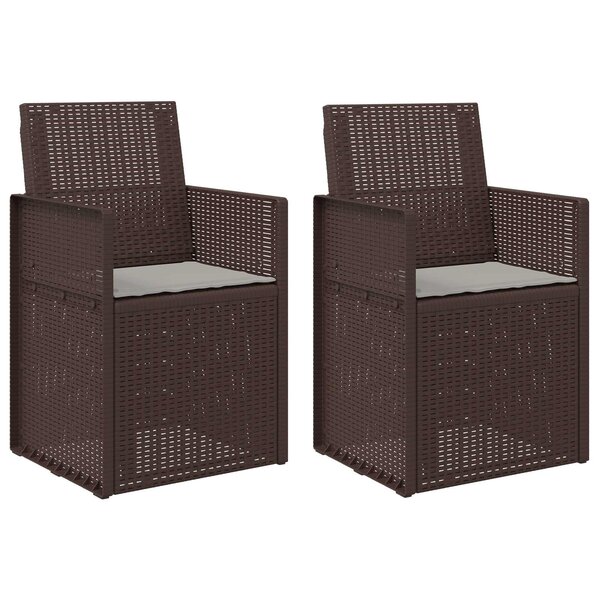 vidaXL Chaises de jardin salle à manger 2 pc Marron et gris clair PP