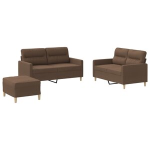 vidaXL Ensemble de canapés 3 Pièces avec coussins Marron Tissu