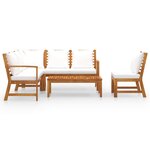 Salon de jardin meuble d'extérieur ensemble de mobilier 5 pièces avec coussin crème bois d'acacia solide 02_0016294
