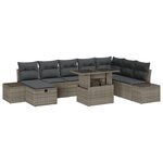 vidaXL Ensemble de 9 Canapés de Jardin avec Coussins Gris en Rattan Poly