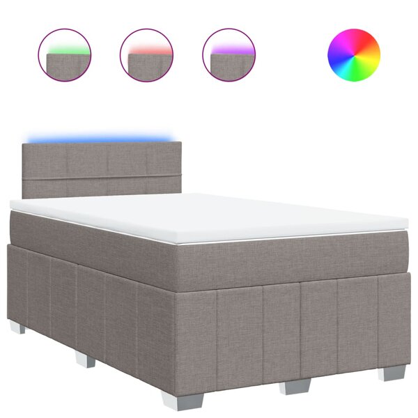 vidaXL Sommier à lattes de lit avec matelas taupe 120x190 cm tissu