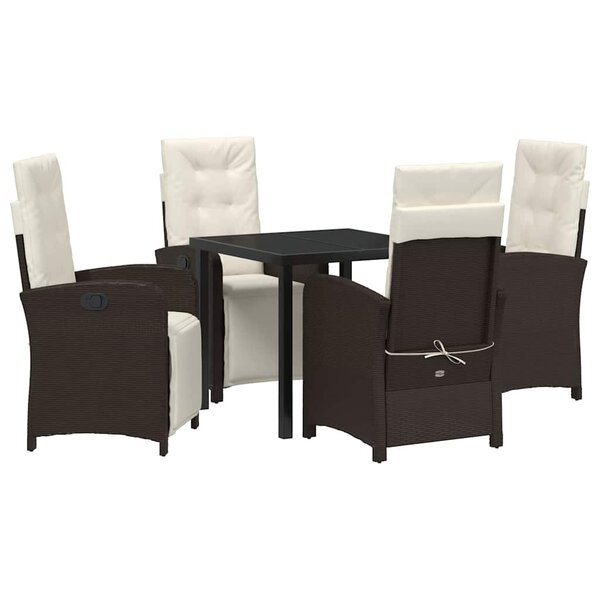 vidaXL Ensemble de salle à manger pour jardin 5 Pièces Marron polyrotin