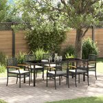 vidaXL Ensemble de salle à manger de jardin 7 pièces avec coussins noir poly rattan