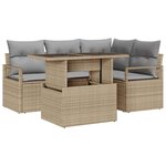 vidaXL Ensemble de canapé de jardin 5 Pièces Beige Poly rotin