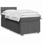 vidaXL Sommier à lattes de lit avec matelas Gris foncé 90x200 cm Tissu