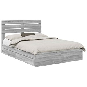 vidaXL Lit de Rangement Gris Sonoma 150 x 200 cm Bois d'ingénierie