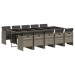 vidaXL Ensemble à manger de jardin 11Pièces avec coussins gris poly rotin
